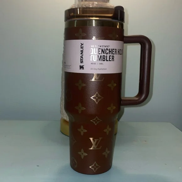 Customized Stanley Cup 40 oz with LV design/logo (brown) - Picture 1 of 3